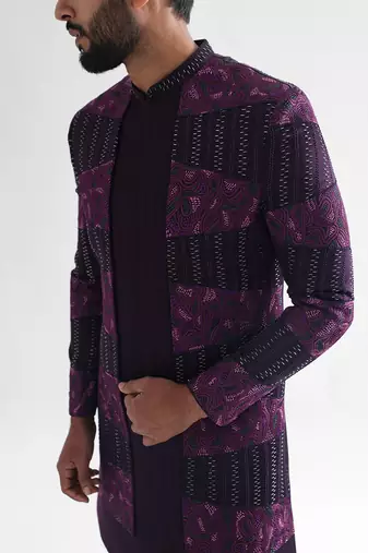 Purple iris achkan set