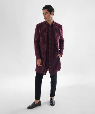 Magenta spruce achkan set 1