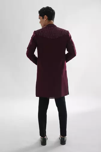 Magenta spruce achkan set