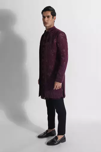 Magenta spruce achkan set