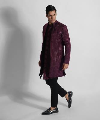 Magenta spruce achkan set 4