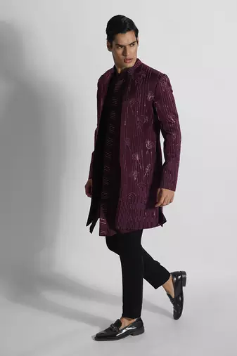 Magenta spruce achkan set