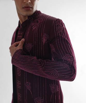 Magenta spruce achkan set 5
