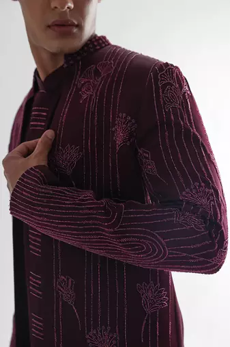 Magenta spruce achkan set
