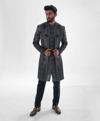 Grey spruce grey achkan set 1