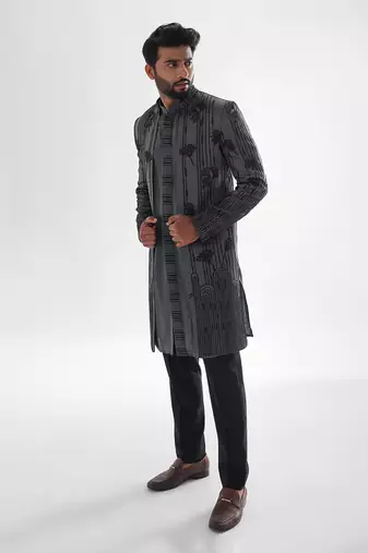 Grey spruce grey achkan set