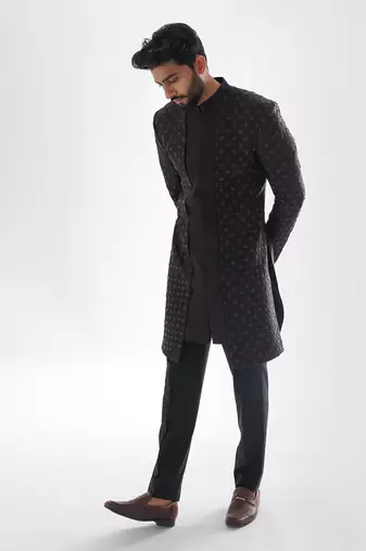 Dune purple aster achkan set