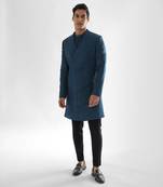 Teal blue douse achkan set