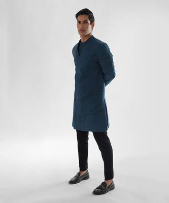 Teal blue douse achkan set 2