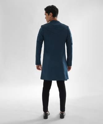 Teal blue douse achkan set 3
