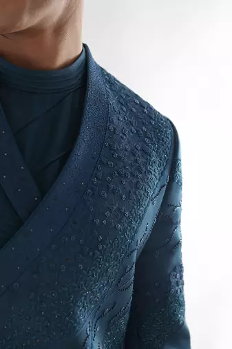 Teal blue douse achkan set