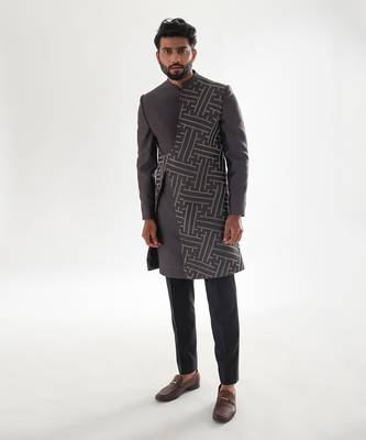 Volcanic glass grey cinereal achkan set 1