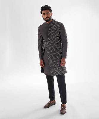 Volcanic glass grey cinereal achkan set 2