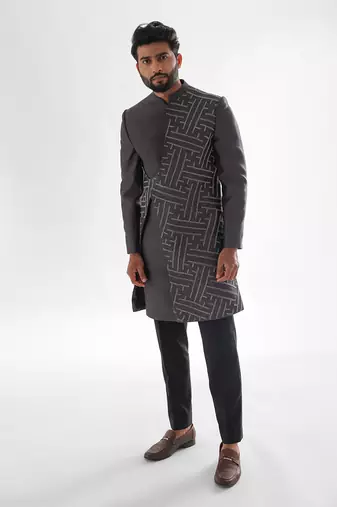 Volcanic glass grey cinereal achkan set