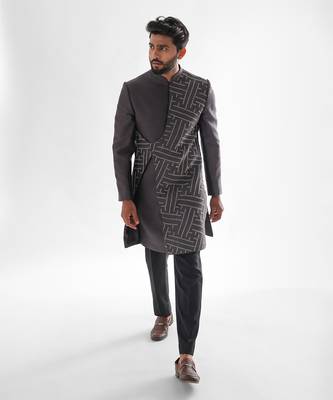 Volcanic glass grey cinereal achkan set 3