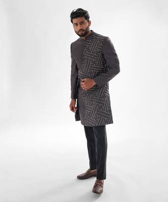 Volcanic glass grey cinereal achkan set 4