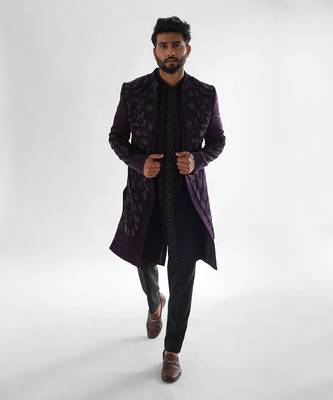 Purple  arrey achkan set 1