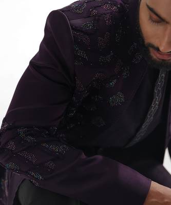 Purple  arrey achkan set 4