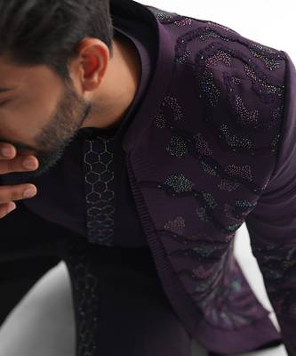 Purple  arrey achkan set 5