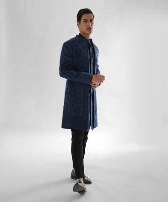 Navy blue arrey achkan set 2