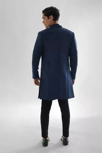 Navy blue arrey achkan set