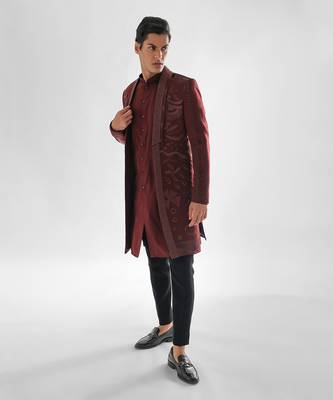 Cadburry brown phlox achkan set 2