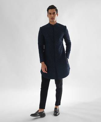 Navy blue deep forest  achkan set 1
