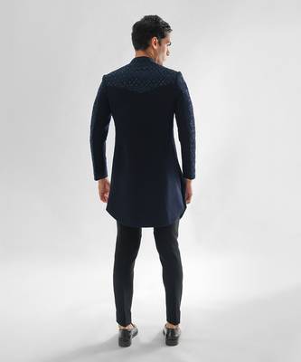 Navy blue deep forest  achkan set 2