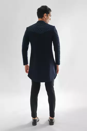 Navy blue deep forest  achkan set