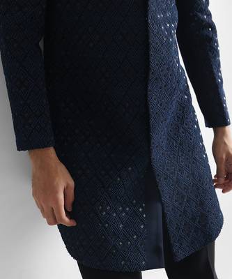 Navy blue deep forest  achkan set 3