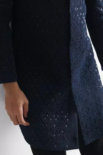 Navy blue deep forest  achkan set