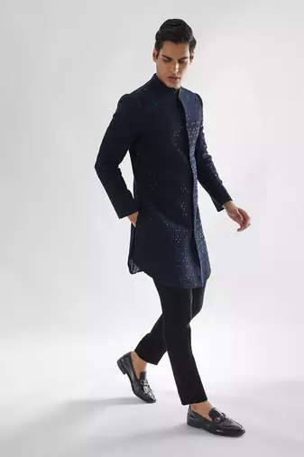 Navy blue deep forest  achkan set
