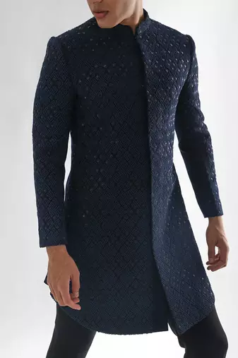 Navy blue deep forest  achkan set