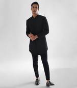 Navy black anant achkan set