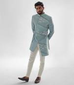 Sky blue xanthos achkan set