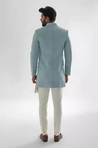 Sky blue xanthos achkan set