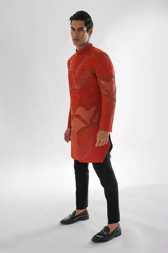 Rust pant mafiyaa achkan set