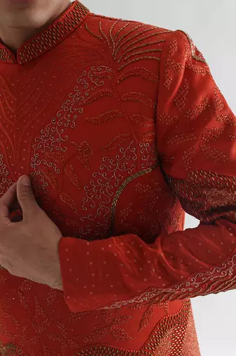 Rust pant mafiyaa achkan set