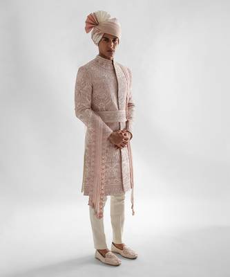 Powder pink sherwani set 2