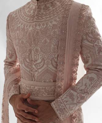 Powder pink sherwani set 3