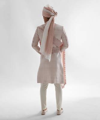 Powder pink sherwani set 4