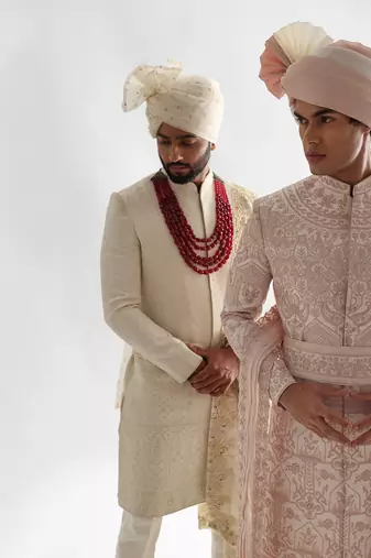 Powder pink sherwani set