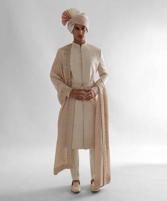 Peach sherwani set 1