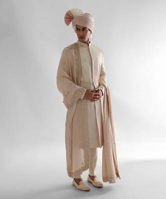 Peach sherwani set 2