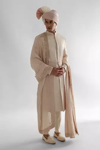 Peach sherwani set