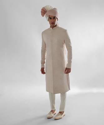 Peach sherwani set 4