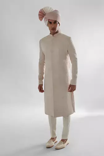 Peach sherwani set