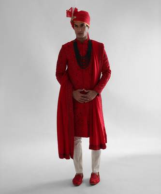 Red sherwani set 1