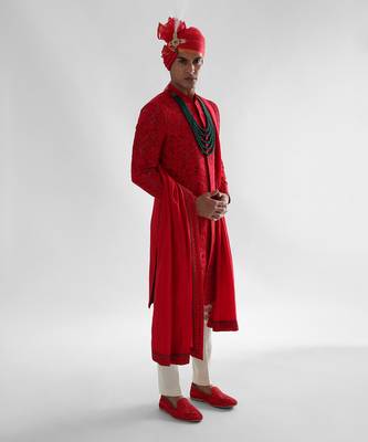 Red sherwani set 2