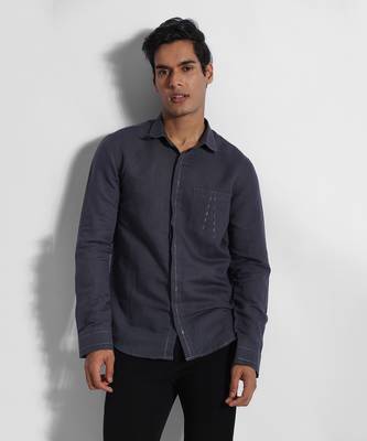 Dark grey paris cotton linen shirt 1